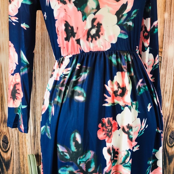 Floral Printed Maxi Dress Various Size Blue - Picture 5 of 8